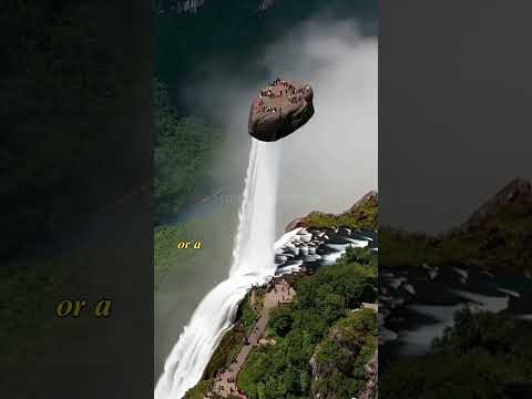 The Floating Rock Mystery – Reality or Illusion? #FloatingRock #WaterfallMystery #unbelievable #fyp